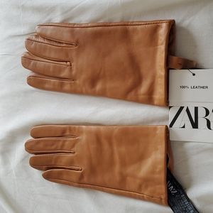 NWT Zara sheepskin leather gloves L